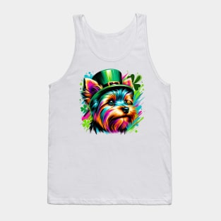 Yorkshire Terrier in Leprechaun Hat for St Patrick's Day Tank Top